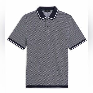 Ted Baker Affric Geo Textured Contrast Trim Short Sleeve Polo